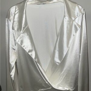 Elegant White Satin Bodysuit